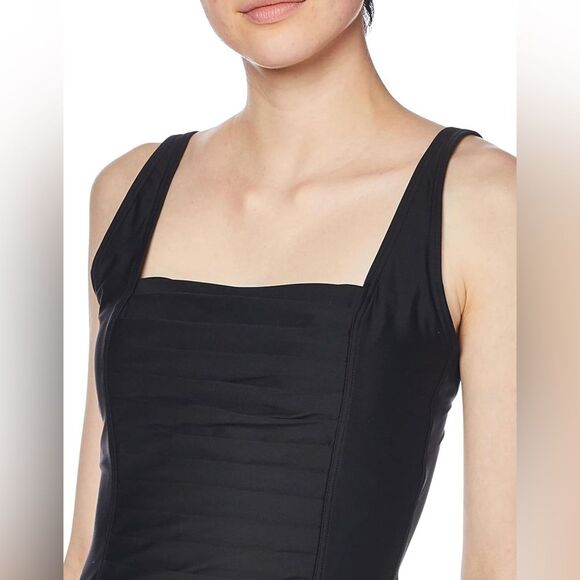 Calvin Klein Pleated-Front One-Piece Swimsuit Woman's Black (220) - Picture 3 of 4